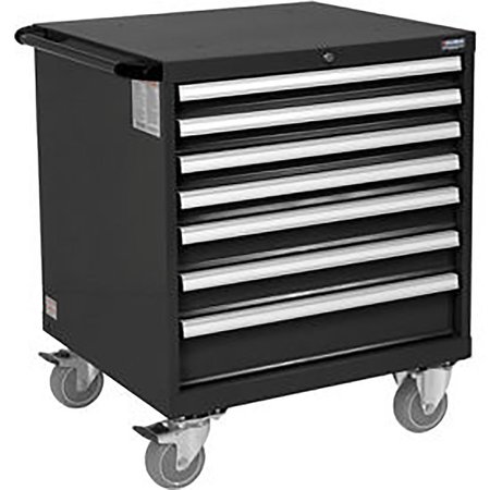 GLOBAL INDUSTRIAL Mobile Modular Drawer Cabinet, 7 Drawers, w/Lock, 30Wx27Dx37H, Black 298448BK